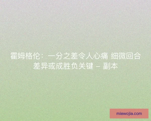 霍姆格伦：一分之差令人心痛 细微回合差异或成胜负关键 - 副本
