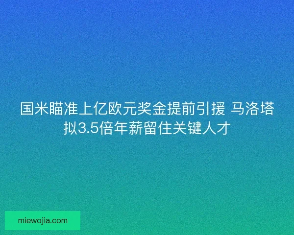 国米瞄准上亿欧元奖金提前引援 马洛塔拟3.5倍年薪留住关键人才