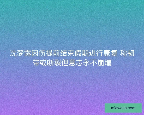 沈梦露因伤提前结束假期进行康复 称韧带或断裂但意志永不崩塌