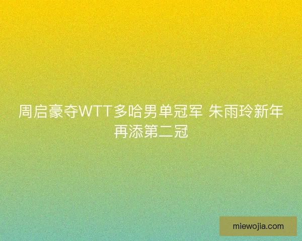周启豪夺WTT多哈男单冠军 朱雨玲新年再添第二冠