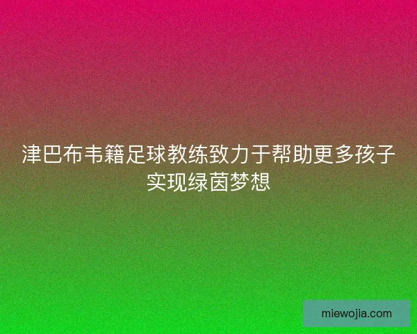 津巴布韦籍足球教练致力于帮助更多孩子实现绿茵梦想